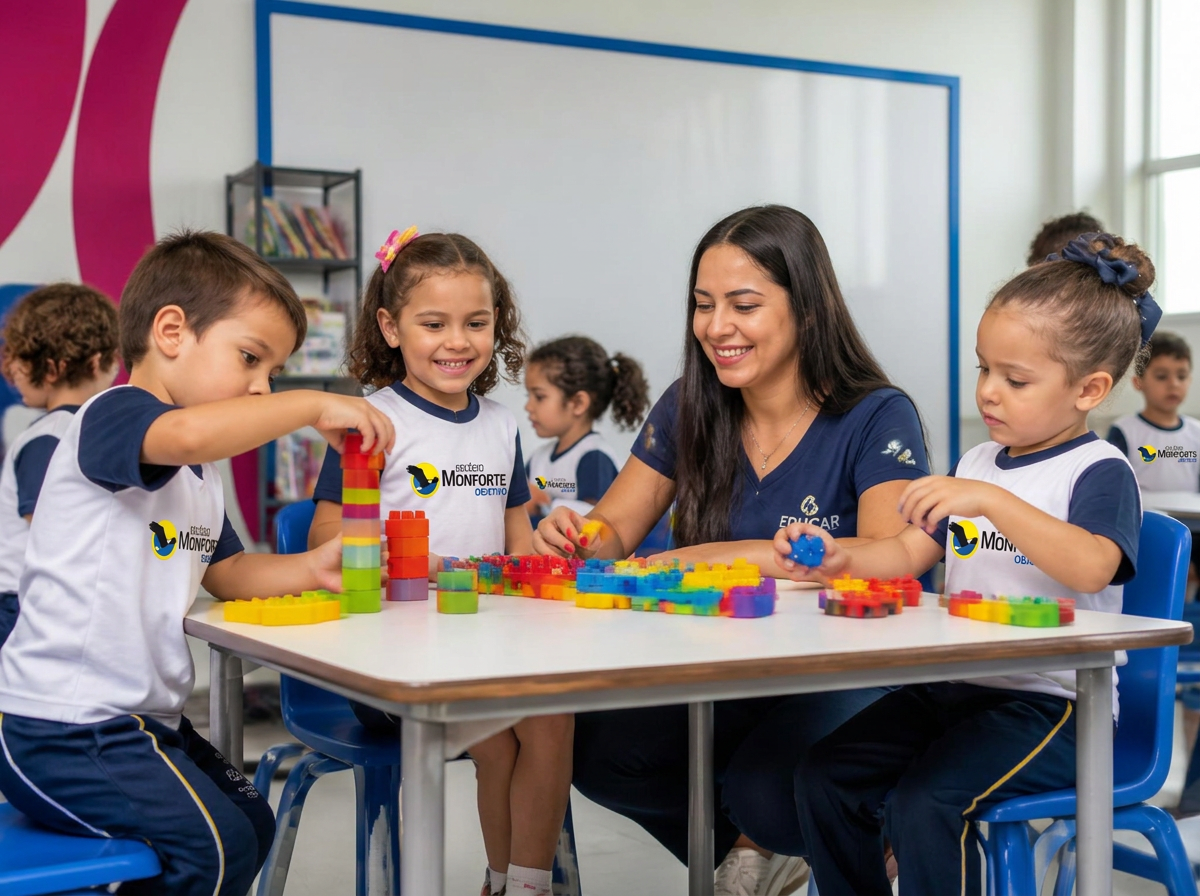 Crianças da Educação Infantil em atividade na sala de aula