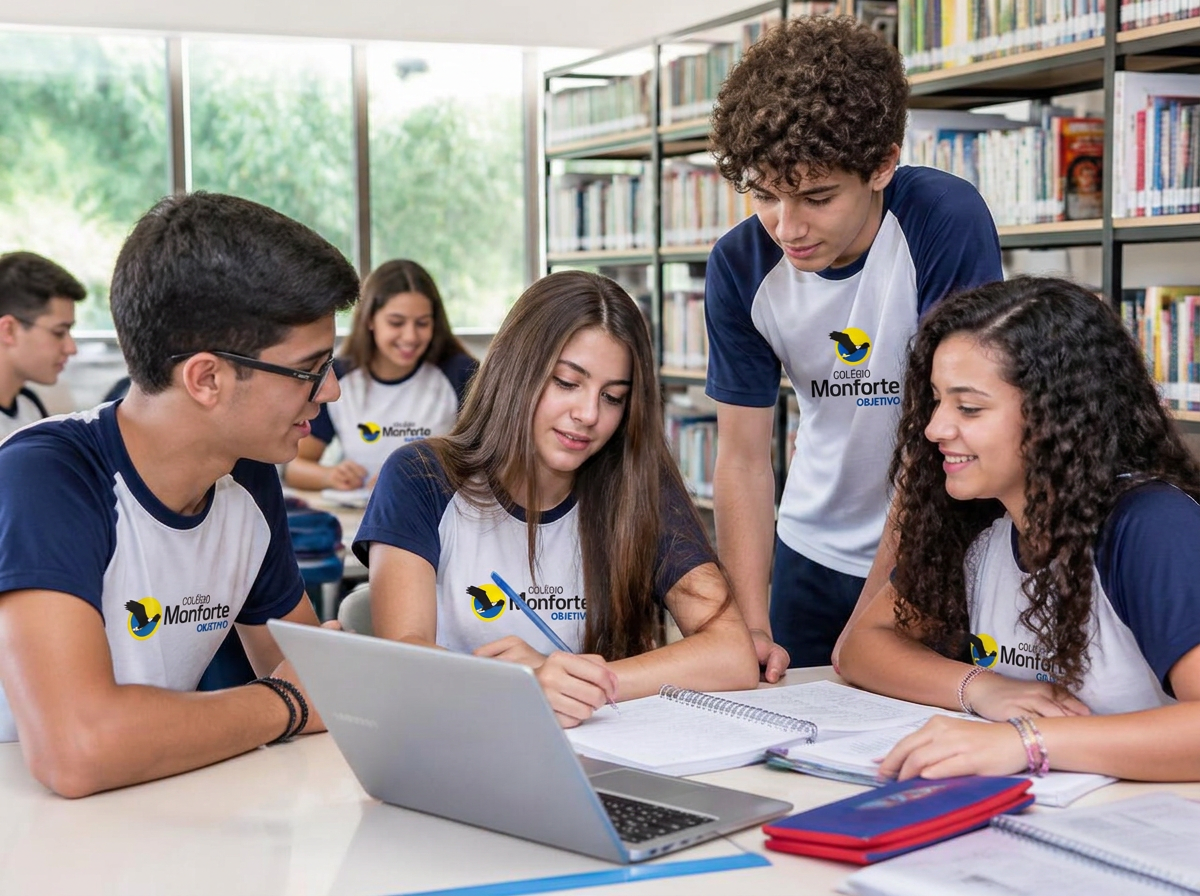 Estudantes do Ensino Médio estudando na biblioteca